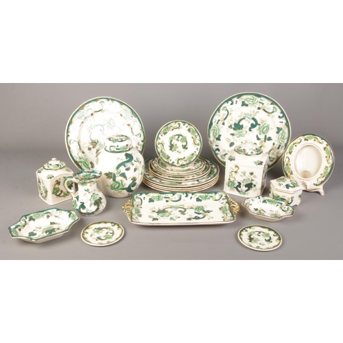 73 - A good collection of Masons Ironstone in the Chartreuse pattern. To include lidded ginger jar, sandw... 