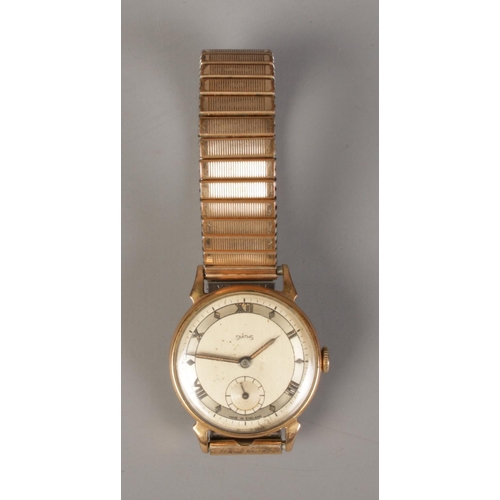 338 - A Smith's rolled gold manual wristwatch with roman numeral face and Fixoflex strap.