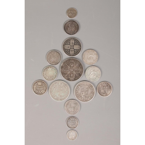 355 - A good collection of pre 1920 silver coinage. To include double florin, half crowns, shillings and 1... 
