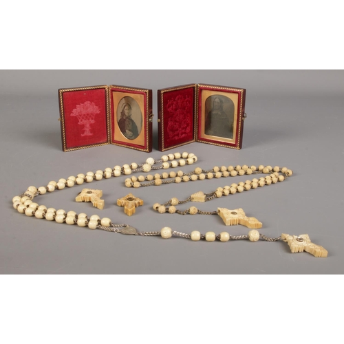 402 - A quantity of stanhopes, some on necklaces including 'Decent from the Cross' example, together with ... 