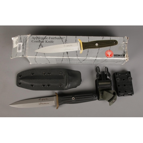 465 - A Boker Applegate-Fairbairn double-edge combat knife. Signed Rex. Applegate and W.E Fairbairn with s... 