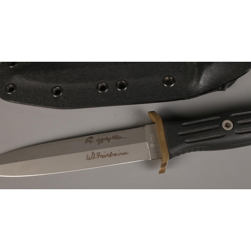 465 - A Boker Applegate-Fairbairn double-edge combat knife. Signed Rex. Applegate and W.E Fairbairn with s... 