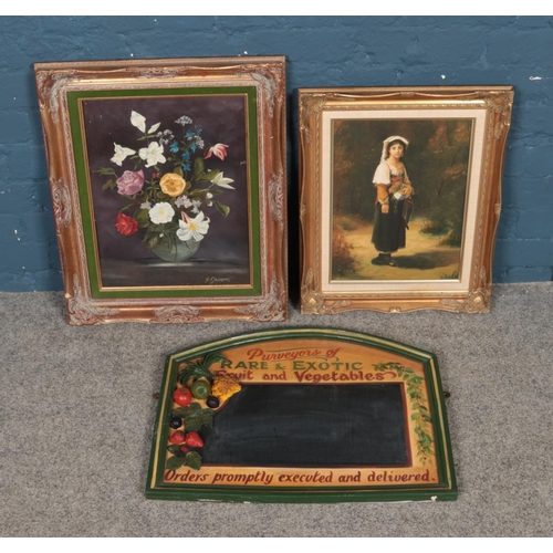 Two gilt framed oil paintings, one on board and one on canvas