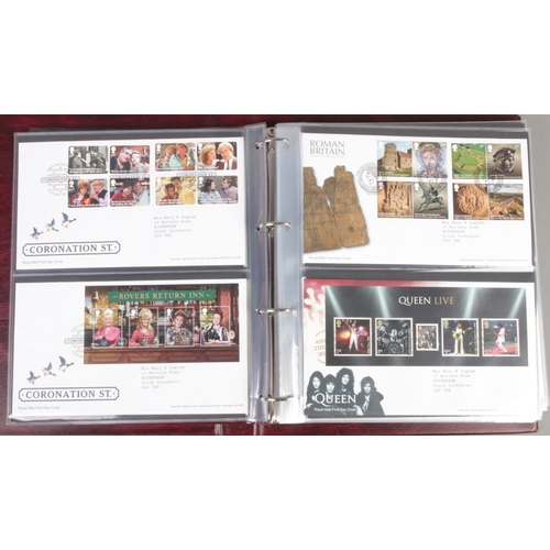 91 - An album of Royal Mail first day covers. Including James Bond, Queen, Rolling Stones, DC Collection,... 