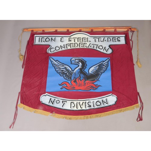 478 - An extremely large banner for the Iron & Steel Trades Confederation, No. 7 Division. 210cm x 235cm.