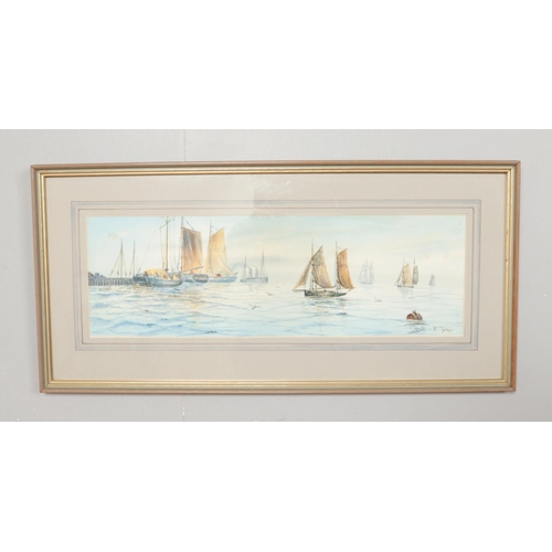 298 - Two F. Turner framed watercolours depicting maritime beach scenes. Approx. dimensions including fram... 