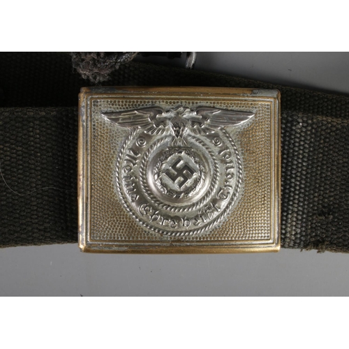 77 - A pair of German WWII braces with belt buckle.