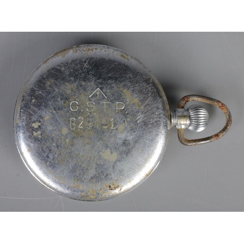 402 - A military pocket watch baring broad arrow mark to the back. Marked G.S.T.P G29451.