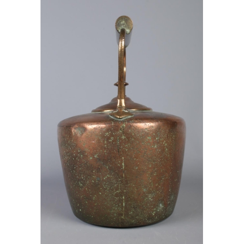 202 - A nineteenth century copper kettle, with dovetail joints to body and base. 29cm high including handl... 