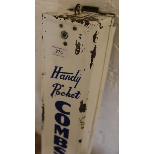 274 - A vintage enamel Harmon handy pocket comb dispenser.