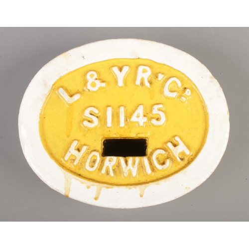 107 - A heavy cast iron railway marker for L & YR' Cd. S1145 Horwich.