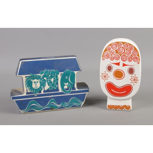 14 - Two Carlton Ware money boxes in the form of a clown and Noah's Ark.