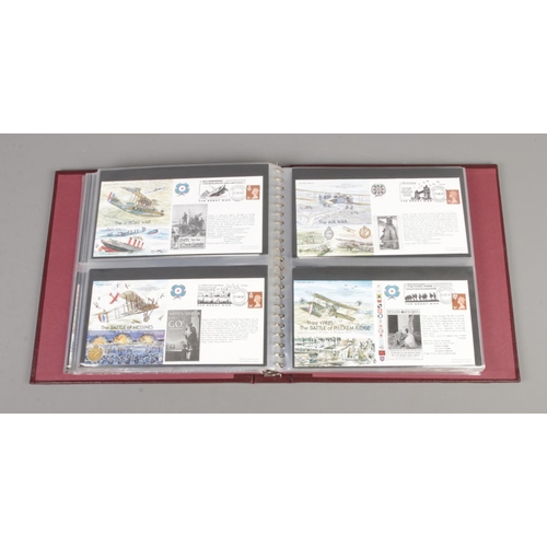 166 - An album containing The Great War 1914-1918 flown covers. Contains 61/62 total covers with some sign... 