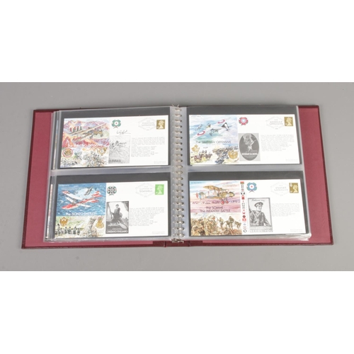 166 - An album containing The Great War 1914-1918 flown covers. Contains 61/62 total covers with some sign... 