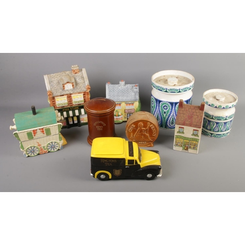 274 - A collection of ceramics including Portmeirion Monte Sol and novelty biscuit jars, Ringtons tea cadd... 