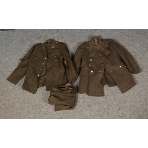 308 - A collection of military uniform, possibly Royal Corps of Signals. Includes matching jacket and trou... 