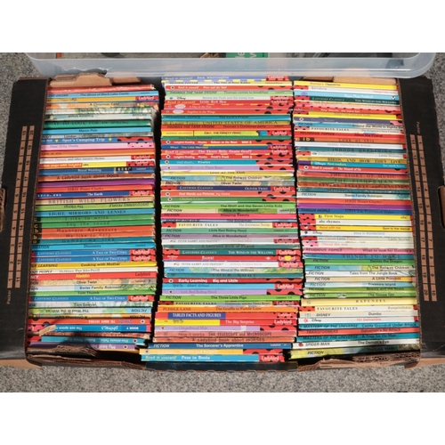 347 - Two boxes of Ladybird books and Transport Magazines including Dick Whittington, Oliver Twist, Motorc... 