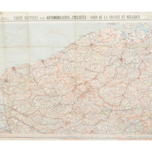 426 - A framed Carte Routiere Nord De Le France Automobiles and Cyclists map along with A Ducks Egg print ... 