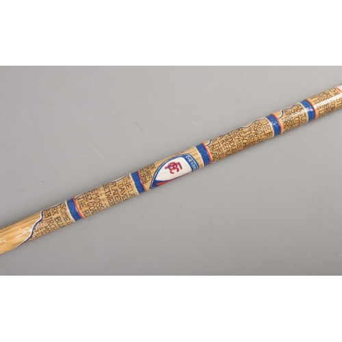 87 - A hand painted walking stick depicting the history of Chesterfield Football Club.