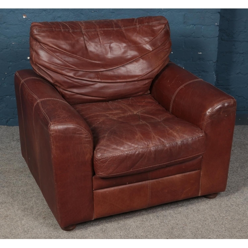 551 - A brown leather sofa by The Vintage Tanning Company by Halo.