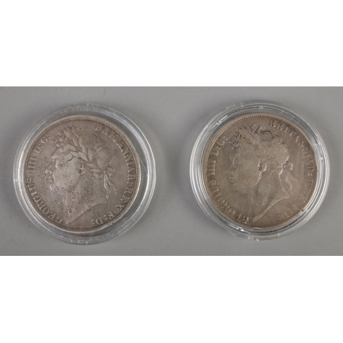 351 - Two George IIII 1822 crowns. Weight: 27.2g and 27.7g (54.9g)