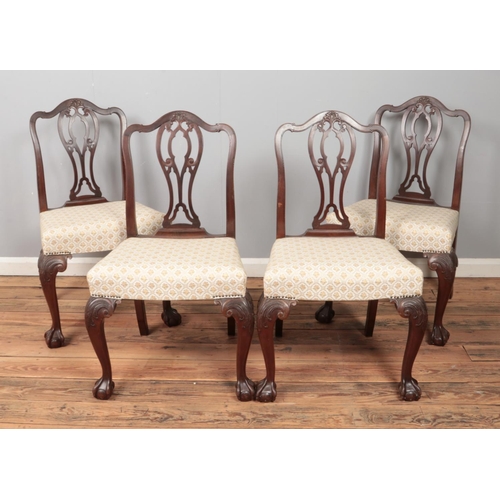 532 - A set of eight Victorian Chippendale style dining chairs, including two carvers. Feature pierced spl... 