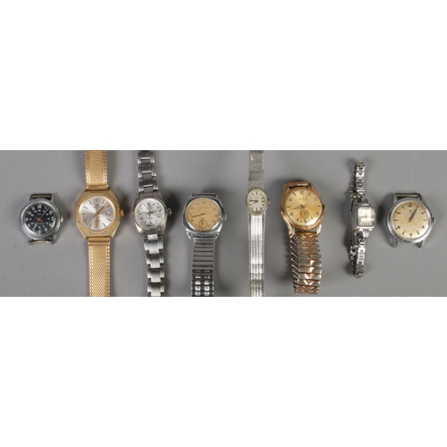 42 - Eight manual wristwatches. Including Cyma, Never 23, Timex, Mirco-Sports, etc.