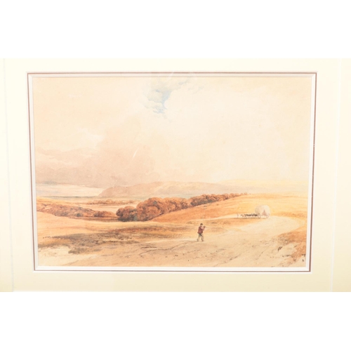 101 - Anthony Vandyke Copley Fielding (1787-1855), a gilt framed watercolour, landscape scene with figures... 