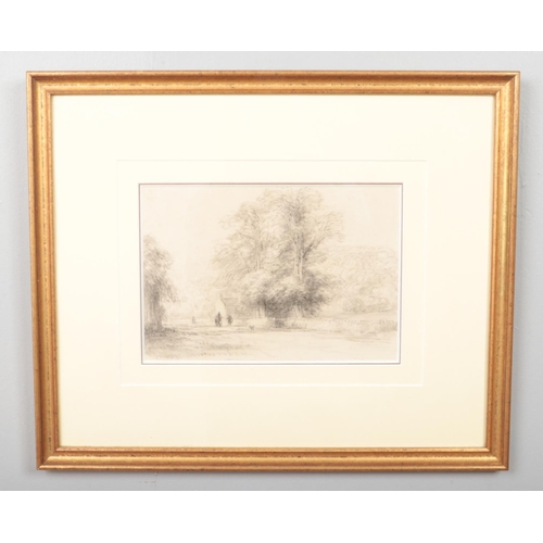 104 - David Cox (1783-1859), a gilt framed charcoal drawing, From The Inn At Bolton Bridge. Described belo... 