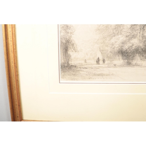 104 - David Cox (1783-1859), a gilt framed charcoal drawing, From The Inn At Bolton Bridge. Described belo... 