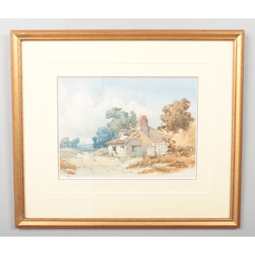 114 - William Callow (1812-1908), a gilt framed watercolour, landscape scene with a cottage. Bearing Colna... 