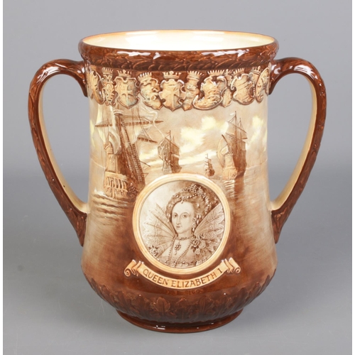 26 - A large Royal Doulton limited edition Loving Cup commemorating the coronation of Queen Elizabeth II.... 