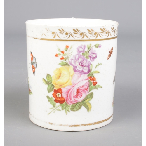 5 - A late 18th/early 19th century cup with gilt borders and hand painted bird and floral decoration. Po... 