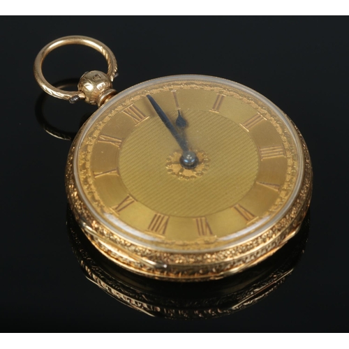 88 - A Victorian 18ct gold pocket watch. Bearing presentation inscription to outer of 18ct gold cuvette. ... 