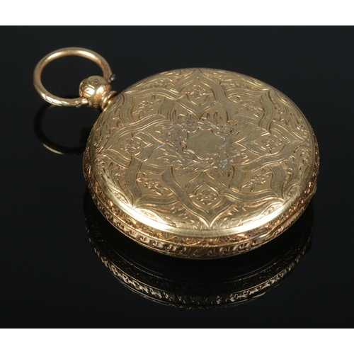 88 - A Victorian 18ct gold pocket watch. Bearing presentation inscription to outer of 18ct gold cuvette. ... 