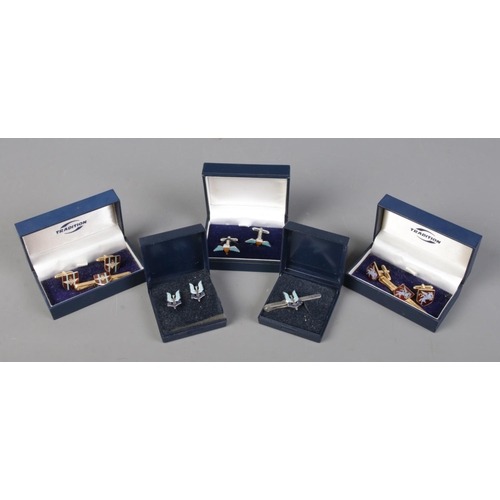 226 - A collection of military cufflinks and tie slides. Includes Parachute Regiment and SAS.