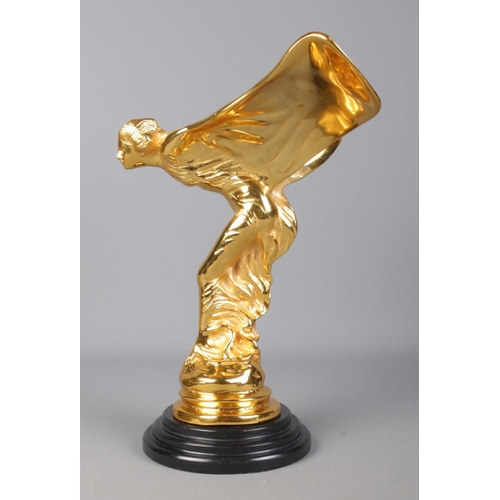 231 - A large Rolls Royce 'Spirit of Ecstasy' mascot, in gold finish on stepped circular base. Height: 36c... 