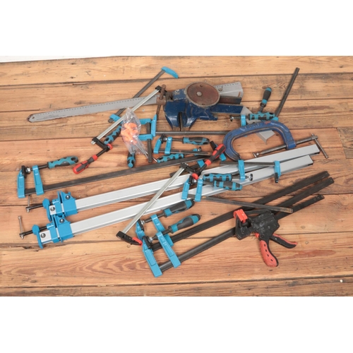 275 - A quantity of assorted vices and clamps. To include DIN 5117 and Eclipse examples.