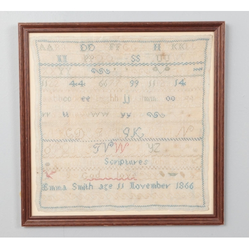 371 - A Victorian Sampler, by Emma Smith, aged 11, November 1866.