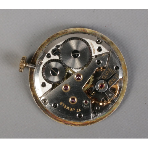 445 - A Garrard manual 17 jewels watch movement.