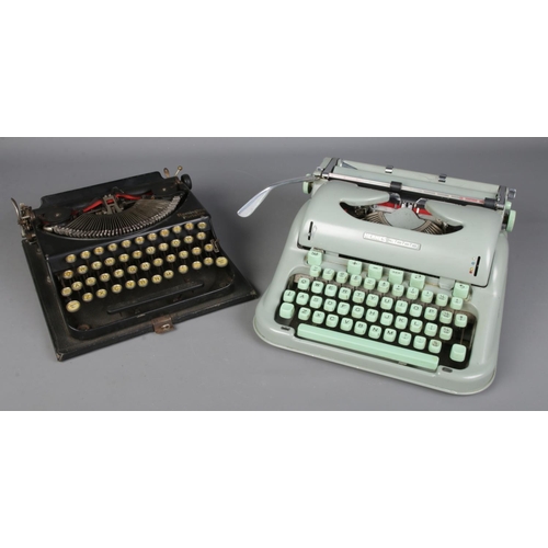 286 - Two cased typewriters. Including Hermes 3000 and Remington Portable.