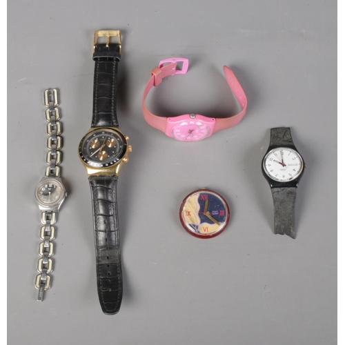 450 - Five Swatch wristwatches including Chronograph and POP examples.