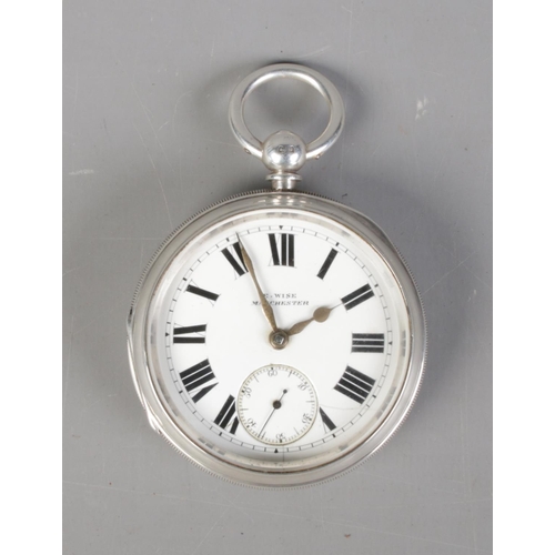 464 - A silver E.Wise pocket watch, hallmarked Birmingham 1905.