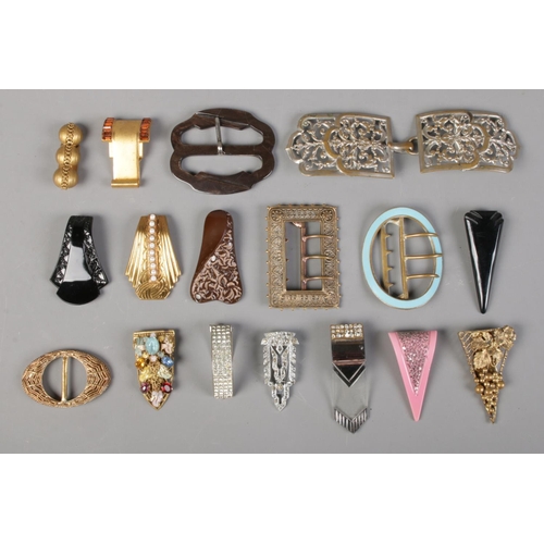 148 - A collection of deco dress clips and buckles, including jewelled examples.
