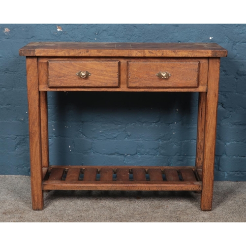 630 - A modern oak sideboard, with parquetry top and jointed construction. Height: 77cm, Width: 90cm, Dept... 