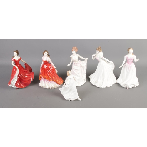 110 - Six Royal Doulton figures to include Scarlett (HN4408), The Bride (HN4324), Special Occasion (HN4100... 