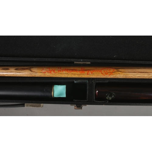 146 - An MBS snooker cue in Triangle hard case, purportedly signed by Alex Higgins.