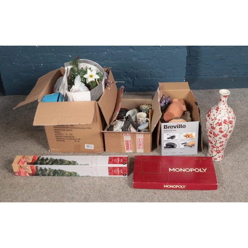 296 - Three boxes of miscellaneous to include assorted ceramics, glassware, Christmas ornaments and boxed ... 