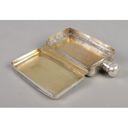 7 - An electroplated hip flask and cigarette case.