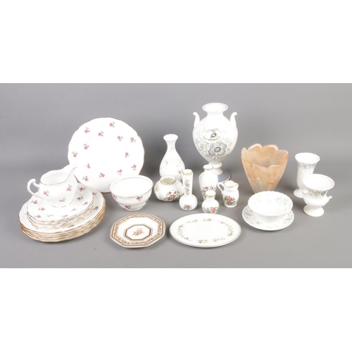 9 - A quantity of mostly ceramics to include Wedgwood Suzie Cooper vase, Coalport, Colclough tea service... 